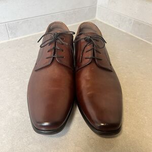 Florsheim Postino Cognac Smooth Leather Plain Toe Oxford Dress Shoes 10.5D Men's